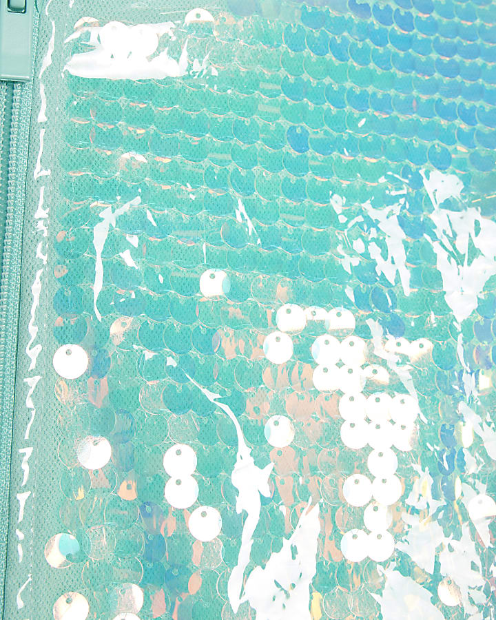 Girls Blue Sequin Rain Mac