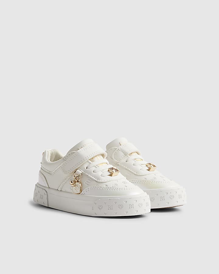 Mini Girls White Monogram Trainers