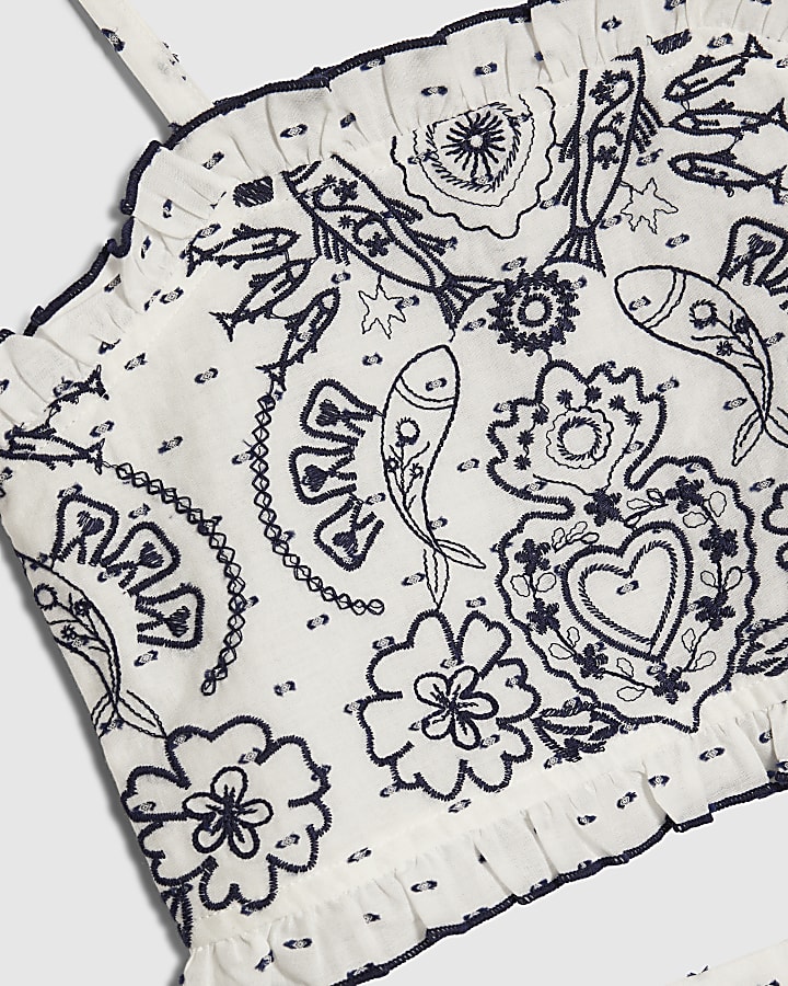 Girls White Mexicana Maxi Skirt Set