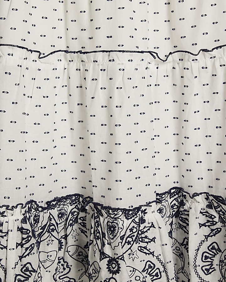 Girls White Mexicana Maxi Skirt Set