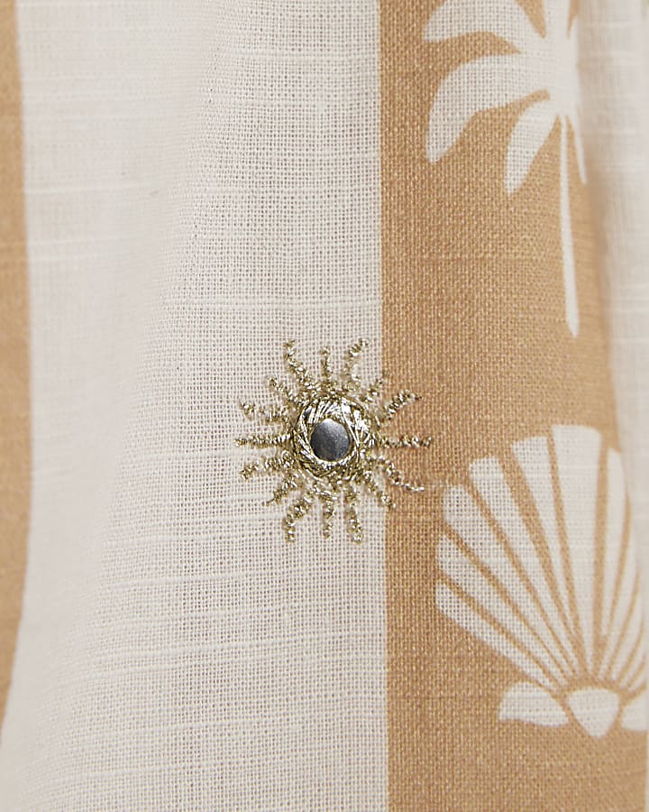 Girls Cream Shell Stripe Trouser Set