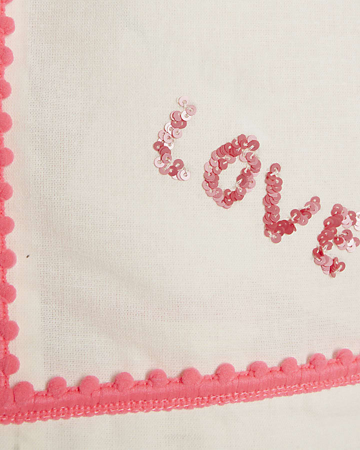 Girls White Embellished Shirt And Skort Set