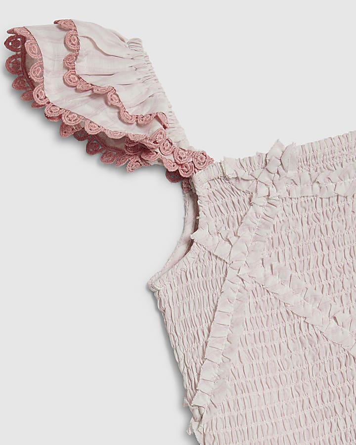 Girls Pink Stripe Trousers Set