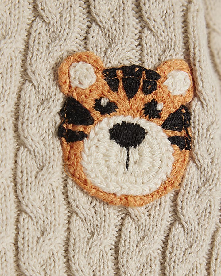 Baby Boys Beige Tiger Cardigan Set