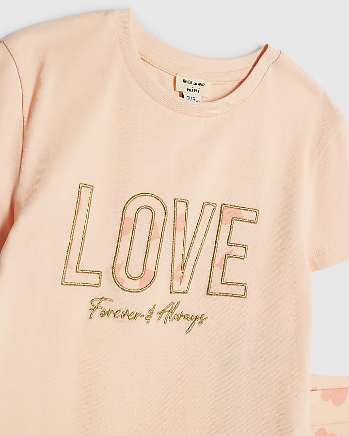 Mini Girls Pink Love T-Shirt Set
