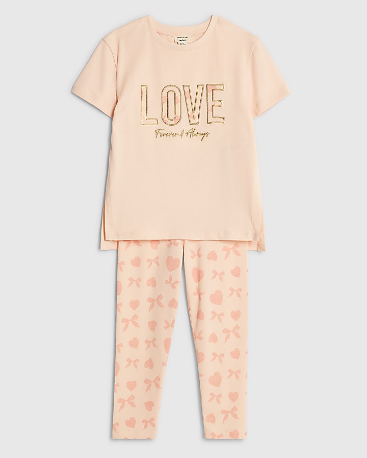 Mini Girls Pink Love T-Shirt Set