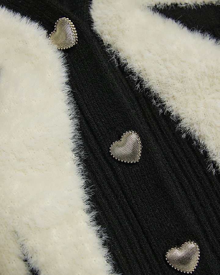 Mini Girls Black Bow Cardigan Flared Set