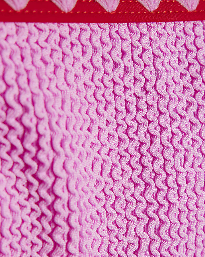 Girls Pink Textured Pack Of 2 Bikini Set
