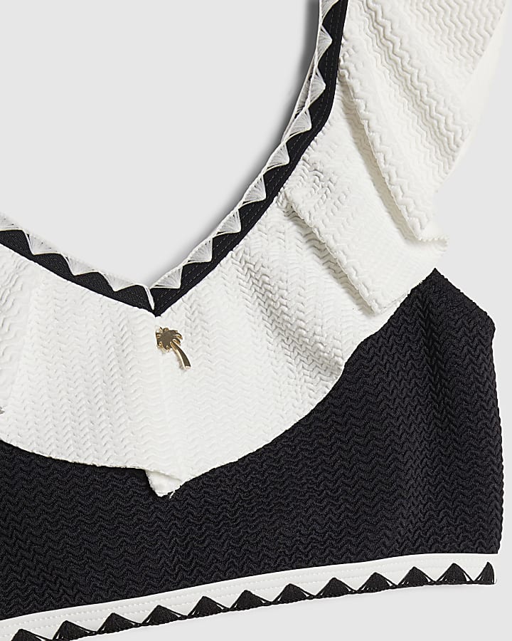 Gils Black Gold Textured Frill Bikini Set 