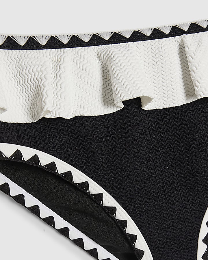 Gils Black Gold Textured Frill Bikini Set 