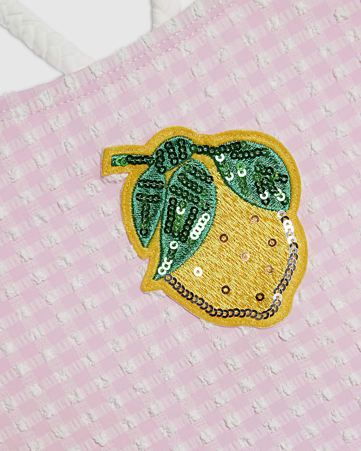 Girls Pink Lemon Cut Out Swimsuit