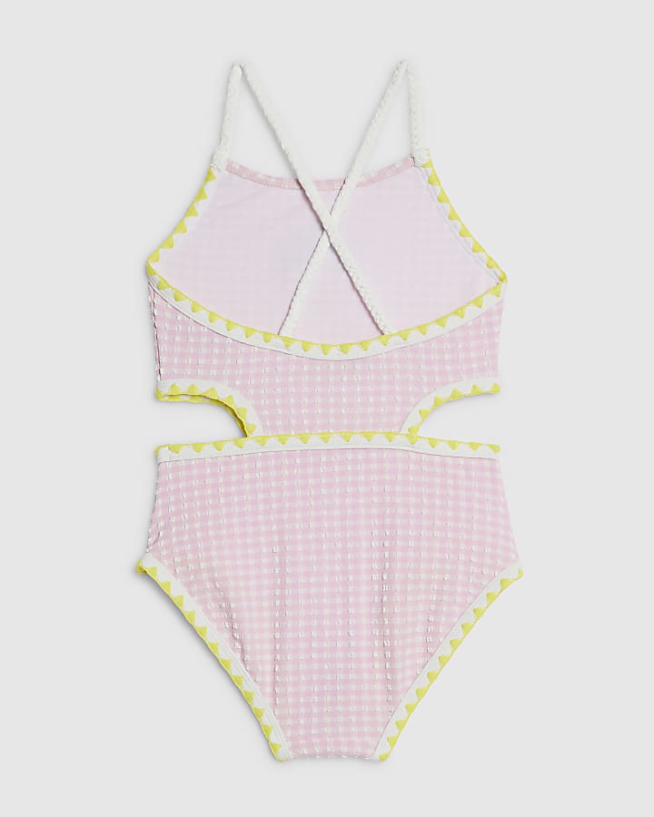 Girls Pink Lemon Cut Out Swimsuit