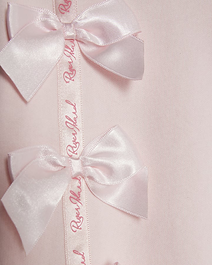 Mini Girls Pink RI Bow T-Shirt Set