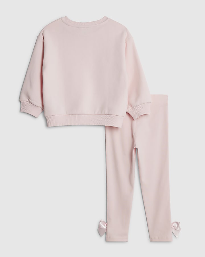 Mini Girls Pink RI Bow T-Shirt Set
