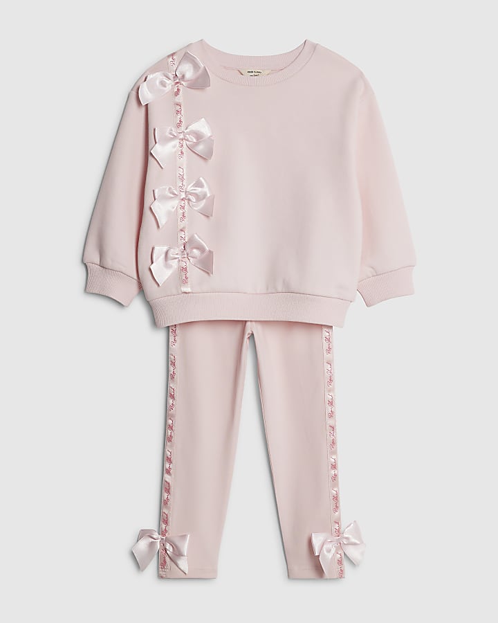 Mini Girls Pink RI Bow T-Shirt Set