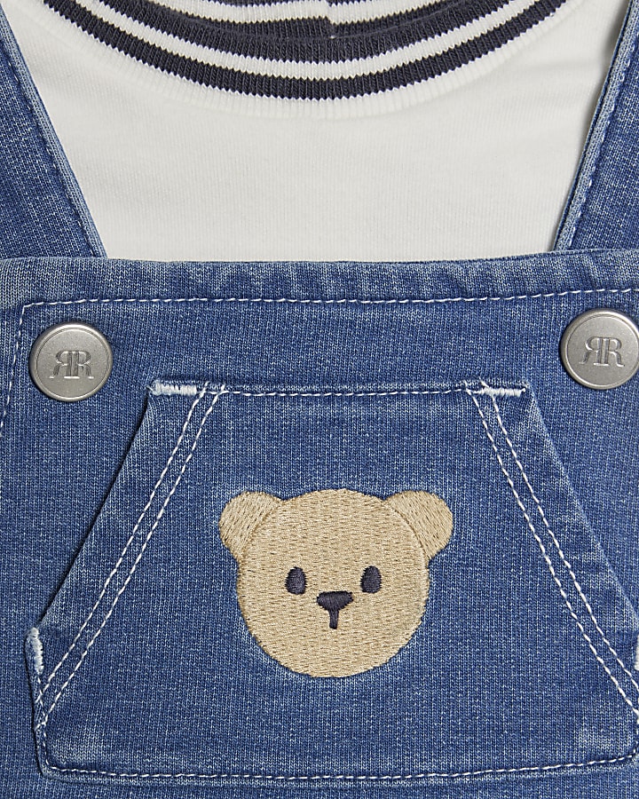 Baby Boys Blue Bear Dungarees