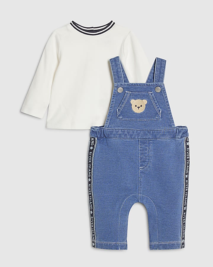 Baby Boys Blue Bear Dungarees