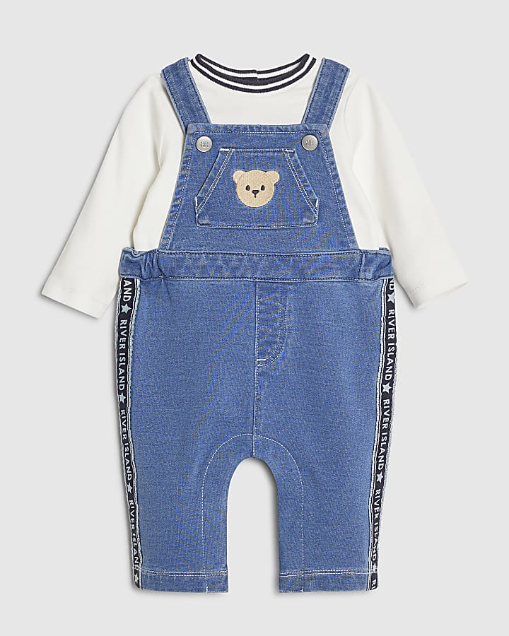 Baby Boys Blue Bear Dungarees