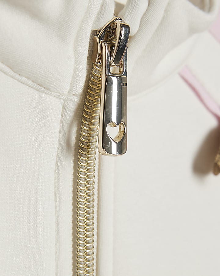 Mini Girls Cream Rosette Stripe Tracksuit Set