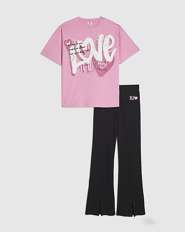 Girls Pink Love T-Shirt Set