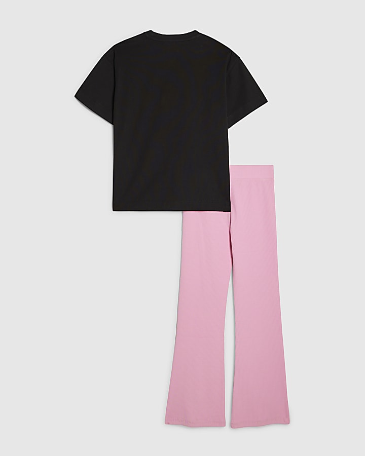 Girls Black T-Shirt And Leggings Set