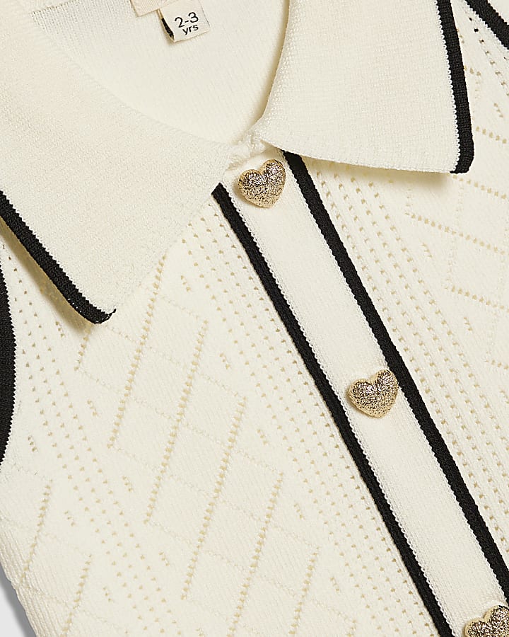 Mini Girls Cream Polo Waistcoat Set