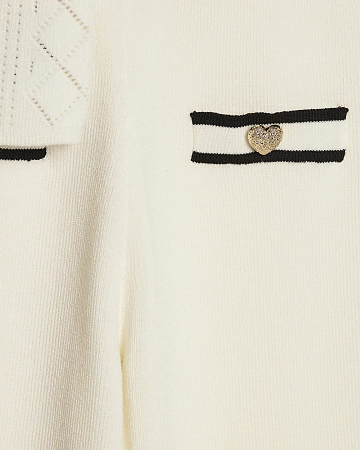 Mini Girls Cream Polo Waistcoat Set