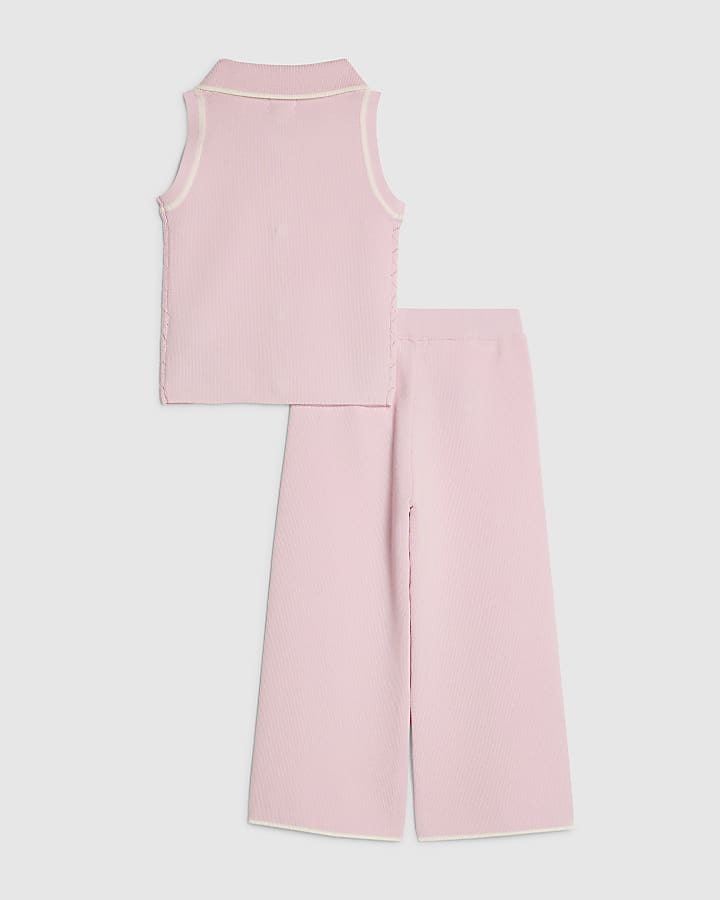 Mini Girls Pink Polo Top Set