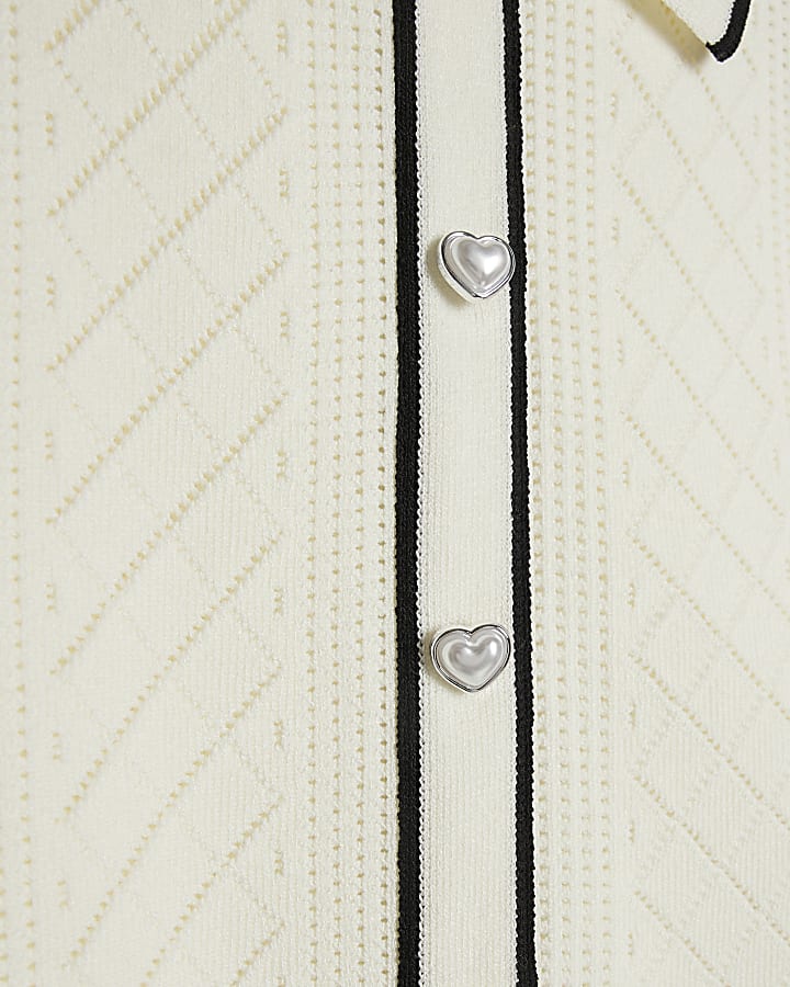 Girls Cream Polo Top Set