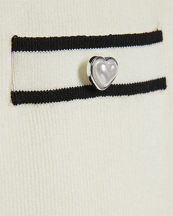 Girls Cream Polo Top Set