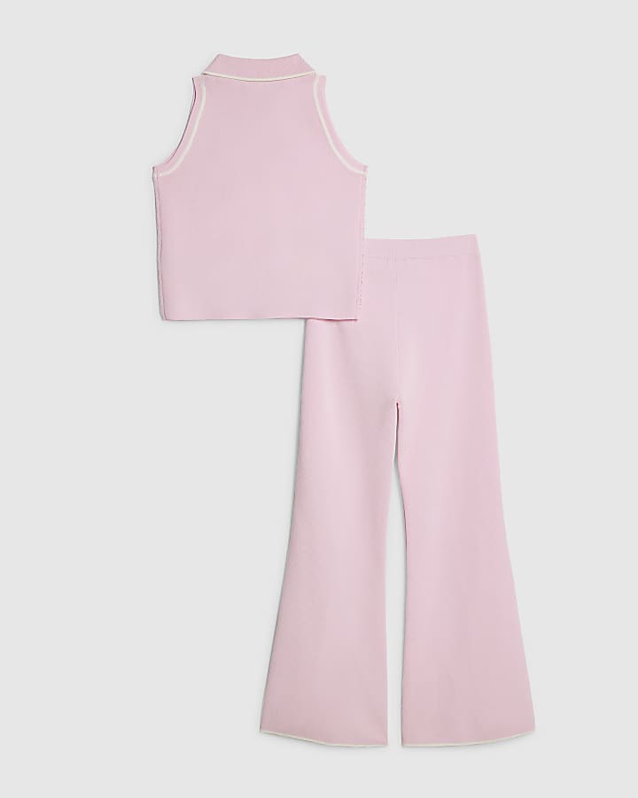 Girls Pink Polo Waistcoat Set