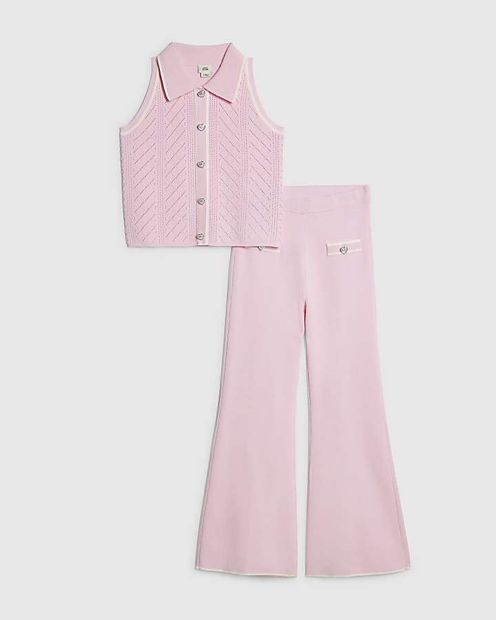 Girls Pink Polo Waistcoat Set