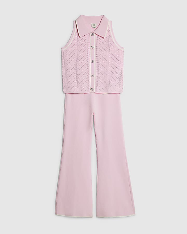 Girls Pink Polo Waistcoat Set