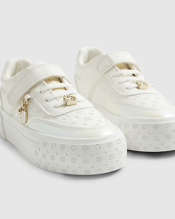 Girls White Monogram Trainers