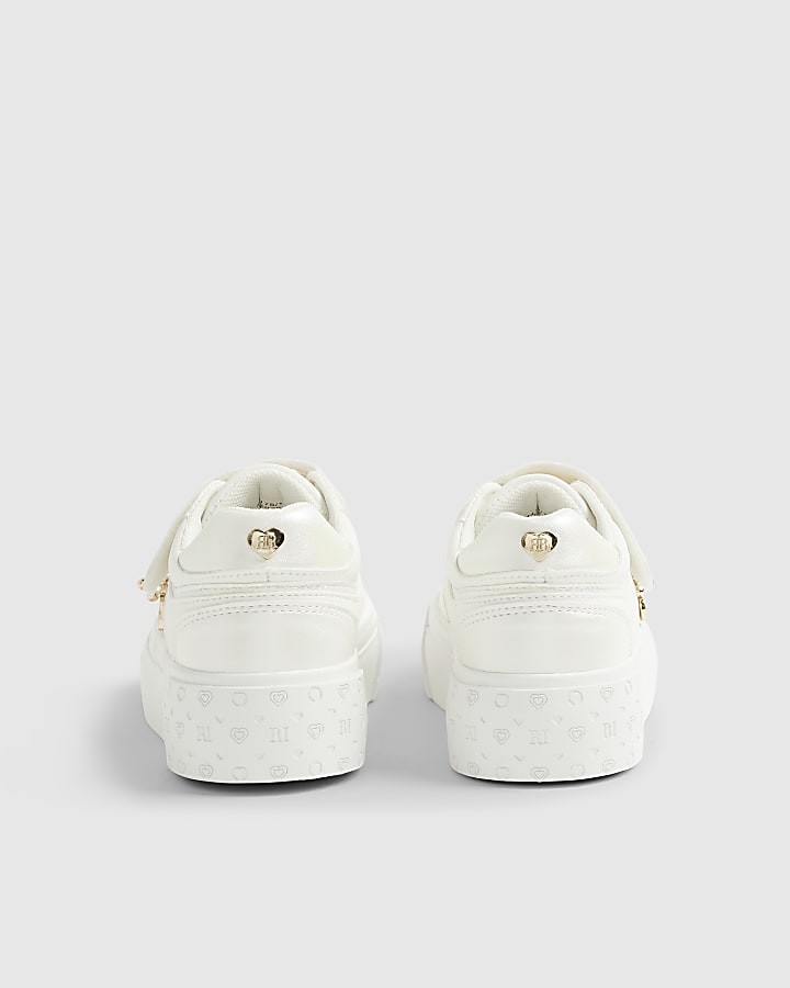 Girls White Monogram Trainers