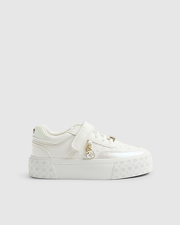 Girls White Monogram Trainers