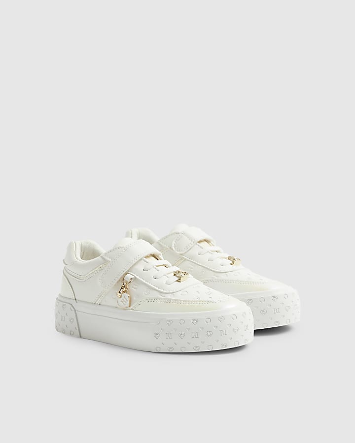 Girls White Monogram Trainers
