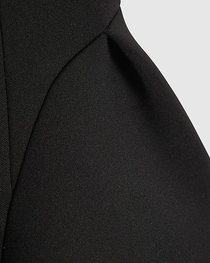Girls Black One Shoulder Bow Skater Dress