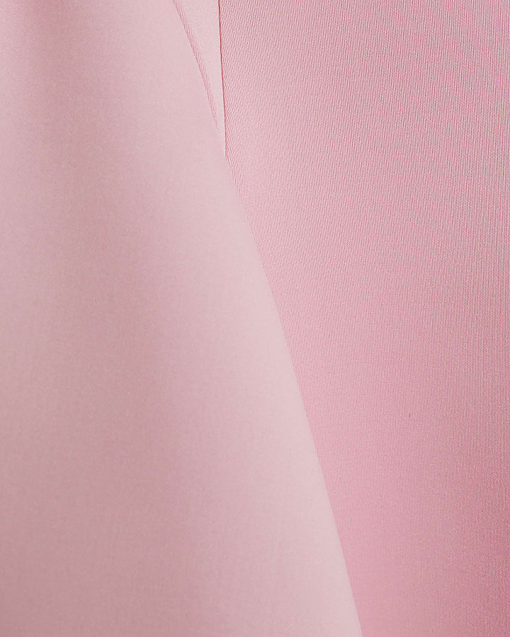Girls Pink One Shoulder Bow Scuba Dress