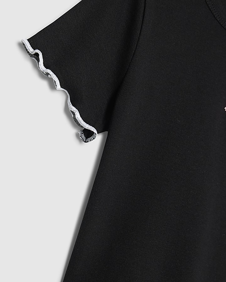Girls Black Heart Lips T-Shirt