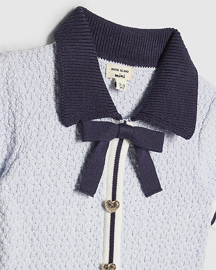 Mini Girls Blue Boucle Dress