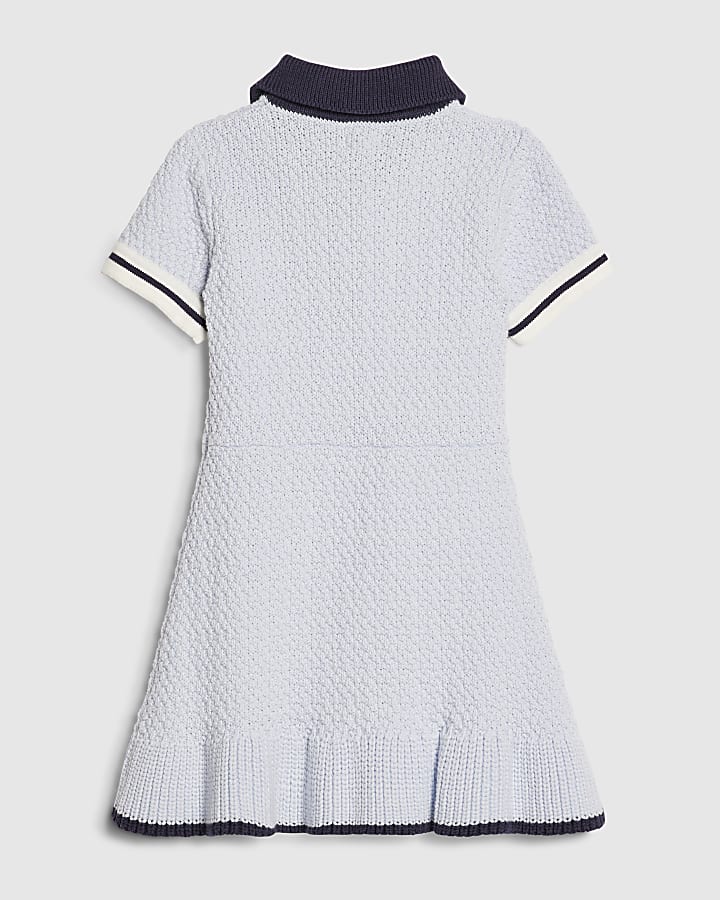 Mini Girls Blue Boucle Dress