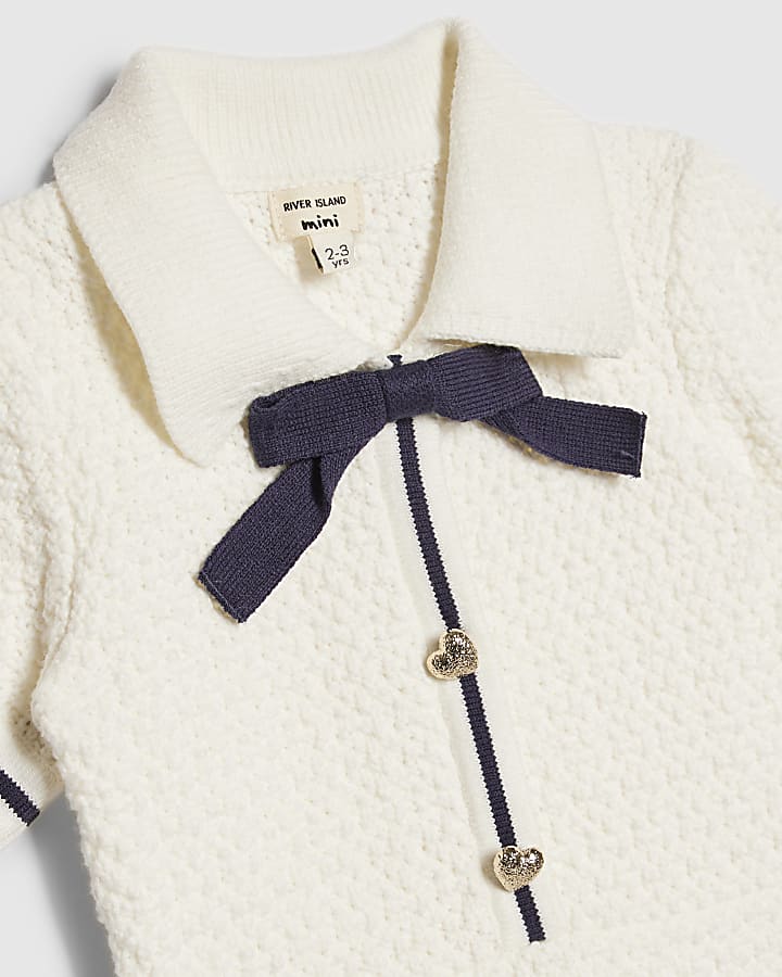 Mini Girls Cream Boucle Dress