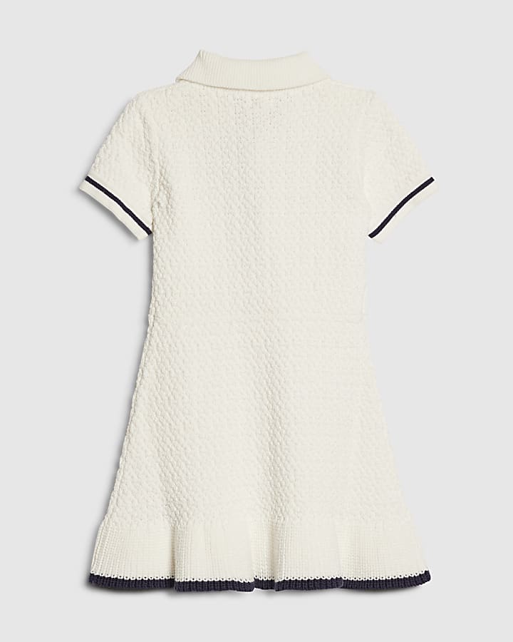 Mini Girls Cream Boucle Dress