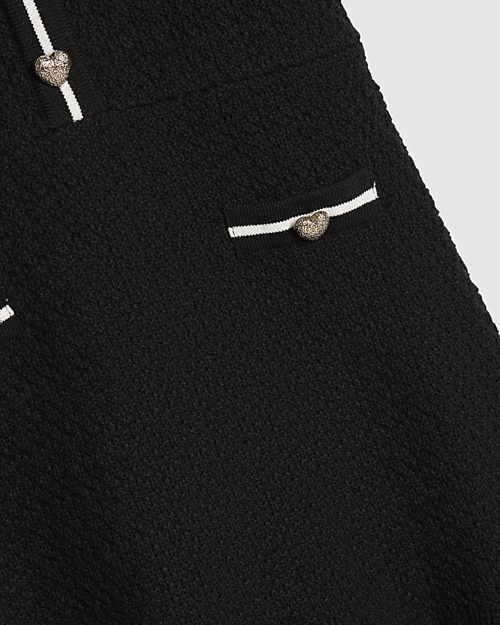 Girls Black Boucle Bow Dress