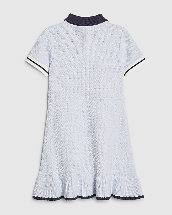 Girls Blue Boucle Bow Dress