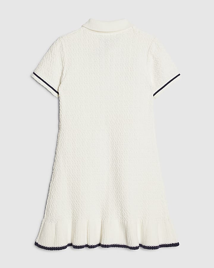 Girls Cream Boucle Bow Dress