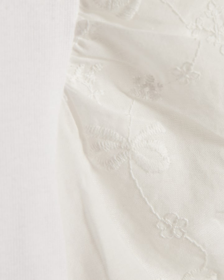 Mini Girls Blue Bow Pinafore Shirt Dress