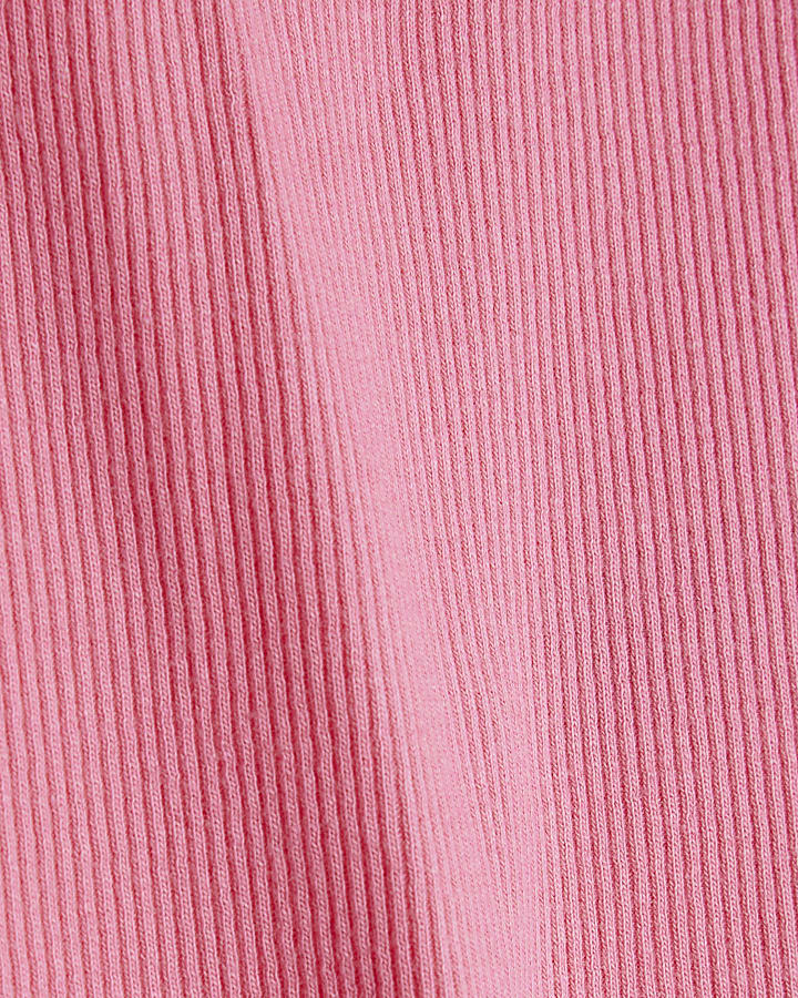 Girls Pink Scallop Trim Top