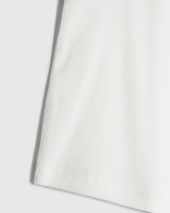 Girls White Scallop Trim Tank Top